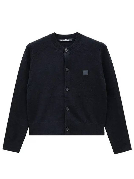 Face Patch Crop Cardigan Black - ACNE STUDIOS - BALAAN 2