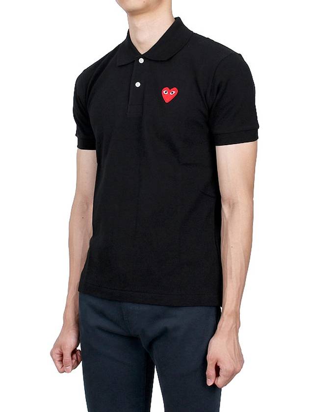 Red Heart Wappen Polo Shirt Black - COMME DES GARCONS - BALAAN 4