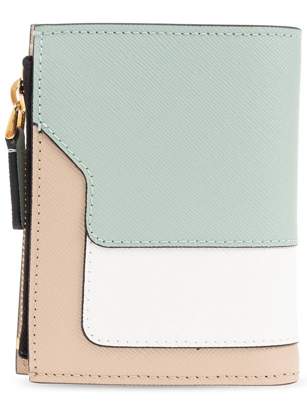 Color Block Leather Half Wallet Green - MARNI - BALAAN 4