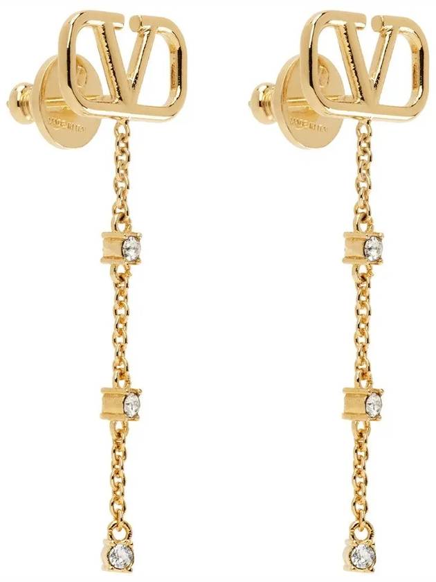 V logo metal crystal earrings 4W0J0W25 YCW MH5 - VALENTINO - BALAAN 2