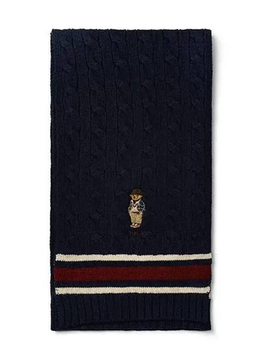 Bear Cable Knit Cricket Muffler Navy - POLO RALPH LAUREN - BALAAN 1