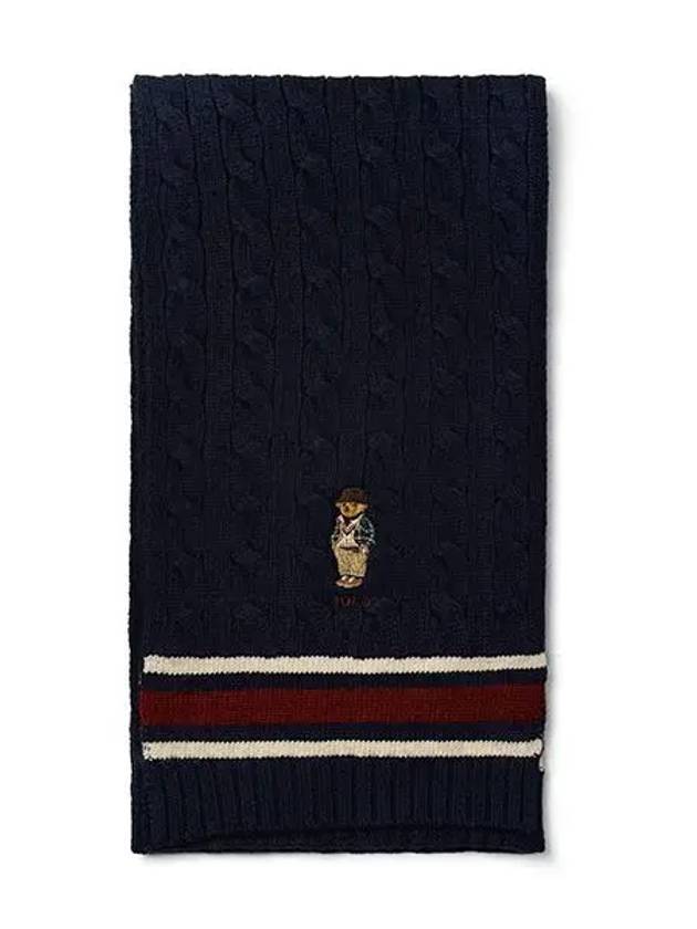 Bear Cable Knit Cricket Muffler Navy - POLO RALPH LAUREN - BALAAN 1