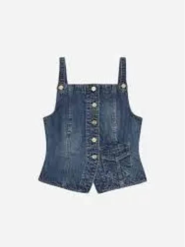 Heavy Washed Denim Sleeveless Blue - GANNI - BALAAN 2