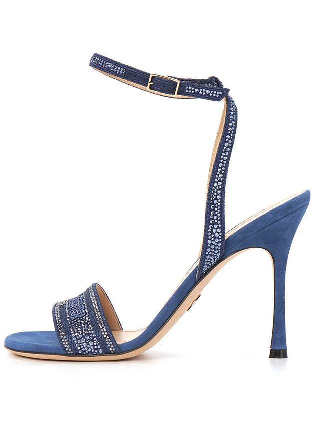 Dway Embroidered Cotton Sandals Heels Royal Blue - DIOR - BALAAN 5