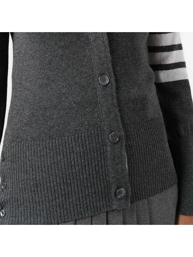 4-Bar V-Neck Cashmere Cardigan Grey - THOM BROWNE - BALAAN 5