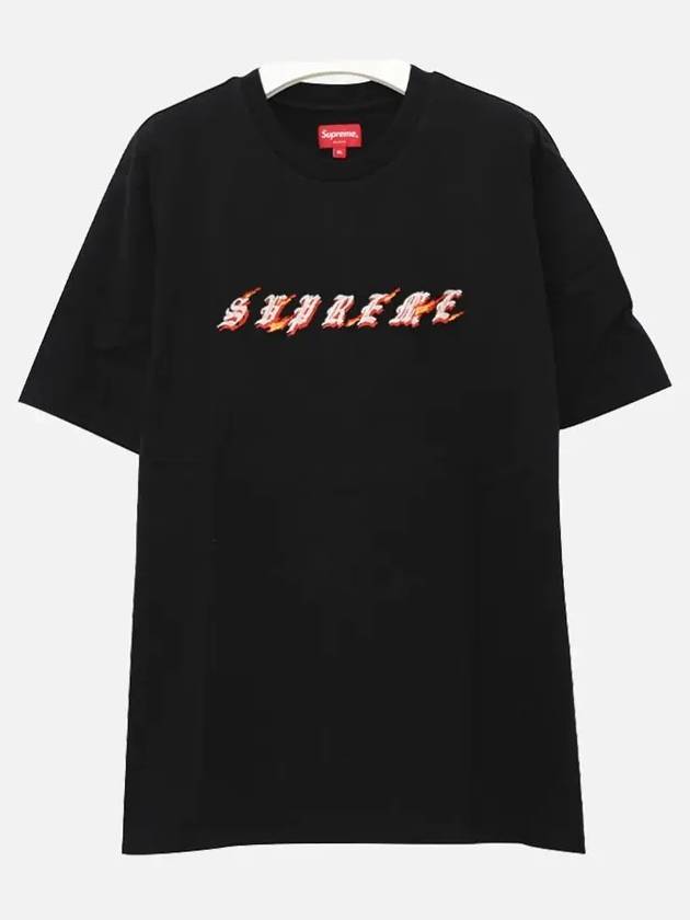 SS22KN81 BLACK Fire Logo TShirt - SUPREME - BALAAN 2