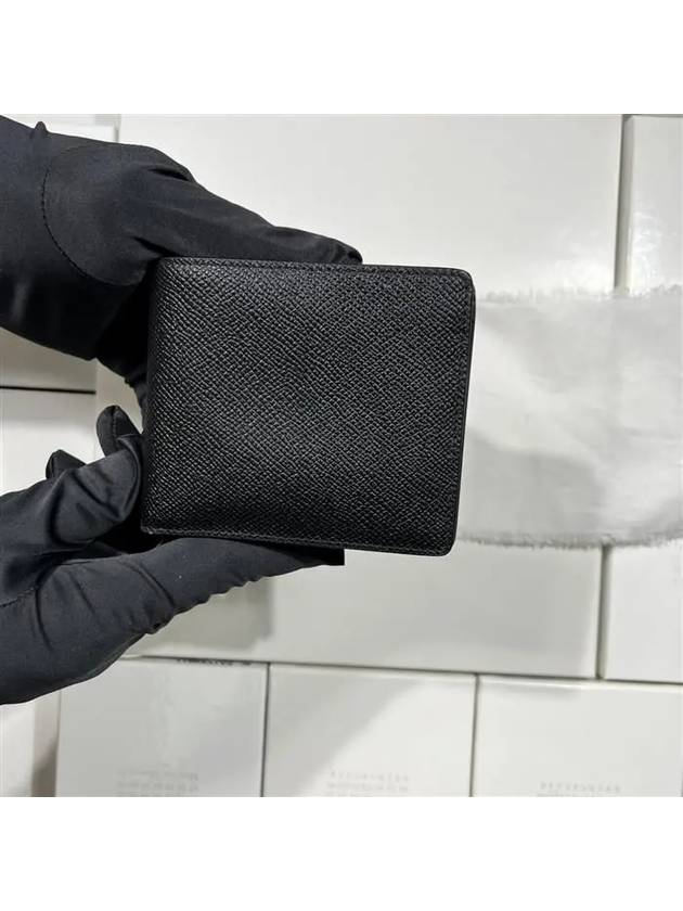 Stitched Bifold Leather Half Wallet Black - MAISON MARGIELA - BALAAN 4