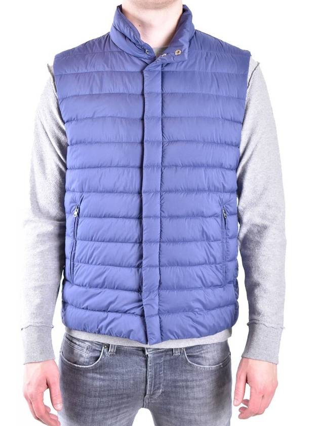 Men's Press Stud Vest Padded Blue - HERNO - BALAAN 3