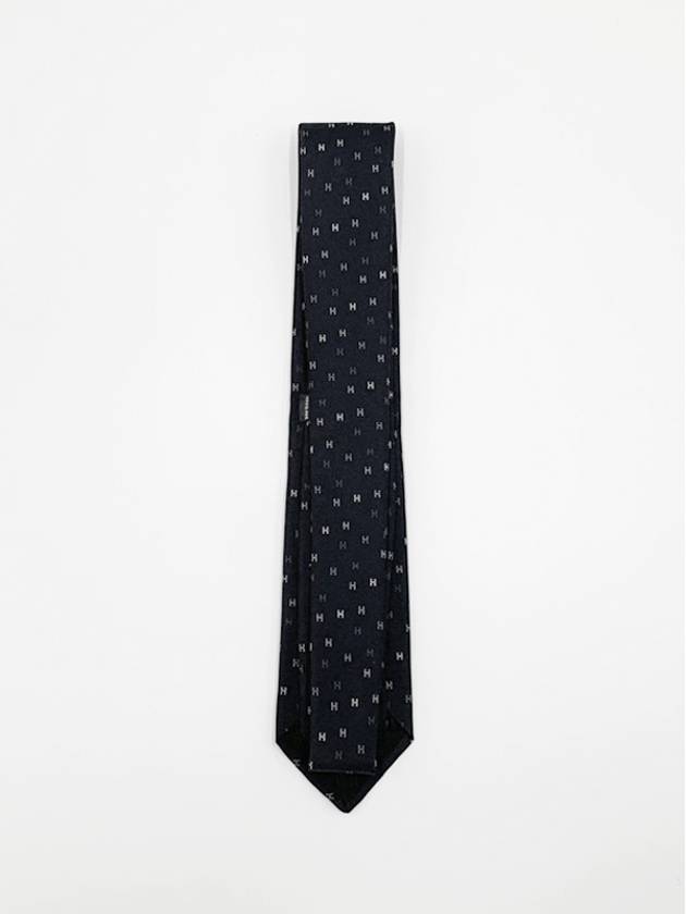 H Scintillant Silk Tie Noir Gris - HERMES - BALAAN 3