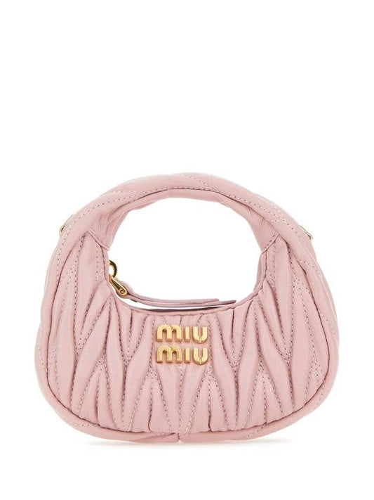 Wander Matelasse Micro Nappa Leather Hobo Mini Bag Light Pink - MIU MIU - BALAAN 1