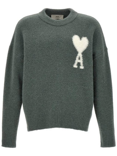 Intarsia Heart Logo Knit Top Antique Clay - AMI - BALAAN 1