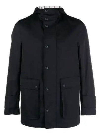 Nylon Tech Snap Front Rain Parka Navy - THOM BROWNE - BALAAN 2