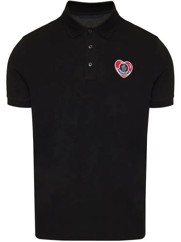 Logo Patch Polo Shirt Black - MONCLER - BALAAN 3