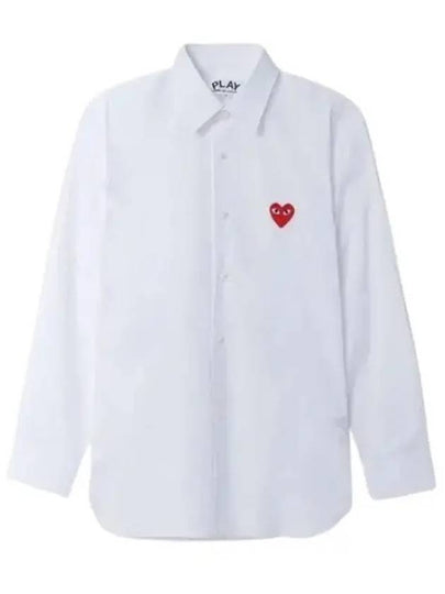 Men's Red Heart Long Sleeve Shirt White - COMME DES GARCONS - BALAAN 2