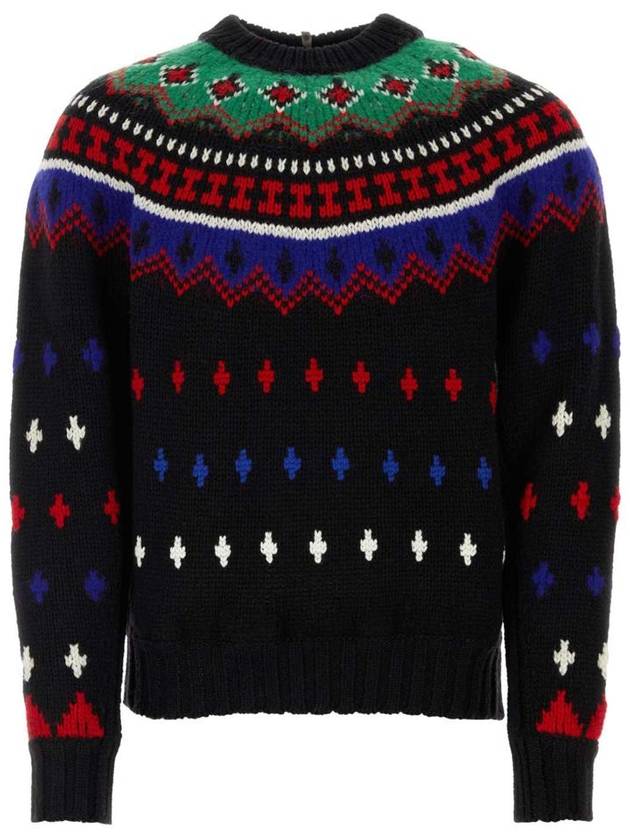 Printed virgin wool knit top black - MONCLER - BALAAN 2