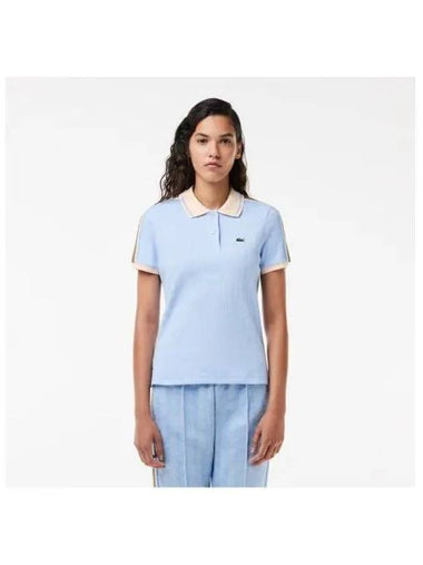 Women s Monogram Polo Shirt Sky Blue - LACOSTE - BALAAN 1