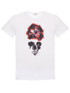 Men's Flower Skull Short Sleeve T-Shirt White - ALEXANDER MCQUEEN - BALAAN 1