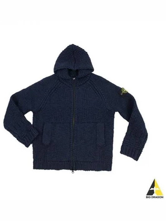 Wappen Patch Chunky Knit Hooded Jacket Navy 7715544D4 - STONE ISLAND - BALAAN 1