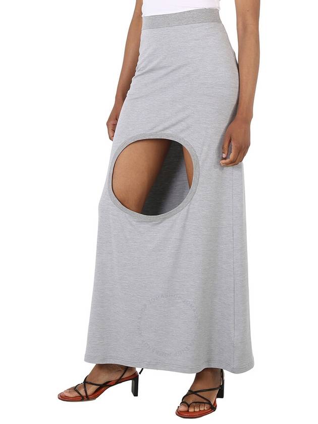 Women's Melange Stretch Silk Jersey A-Line Skirt Gray - BURBERRY - BALAAN 3