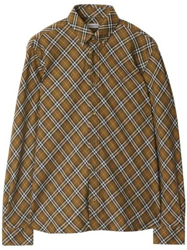 B Shield Embroidered Check Cotton Long Sleeve Shirt Oxide - BURBERRY - BALAAN 1