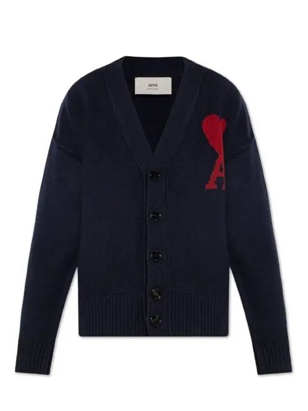 De Coeur Logo Wool Cardigan Navy - AMI - BALAAN 2