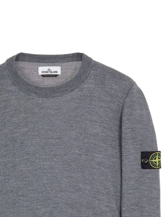 Logo Patch Round Neck Knit Top Grey - STONE ISLAND - BALAAN 4