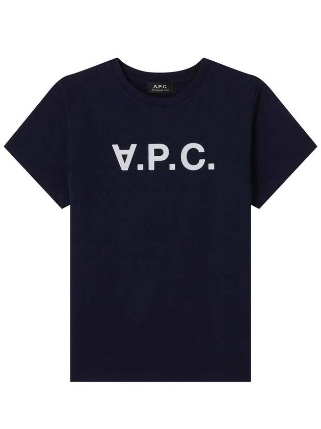 Logo Print Crew Neck Short Sleeve T-Shirt Navy - A.P.C. - BALAAN 2