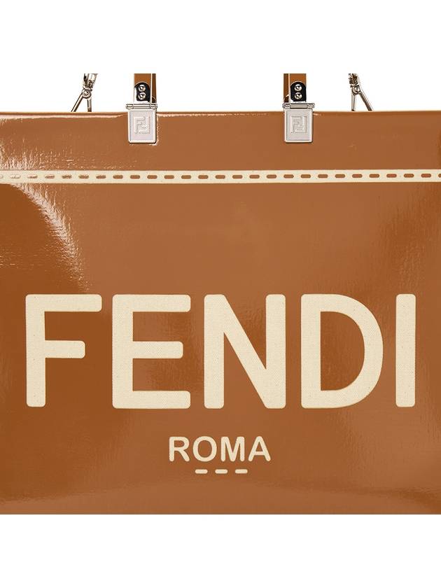 Sunshine Patent Leather Medium Tote Bag Brown - FENDI - BALAAN 9