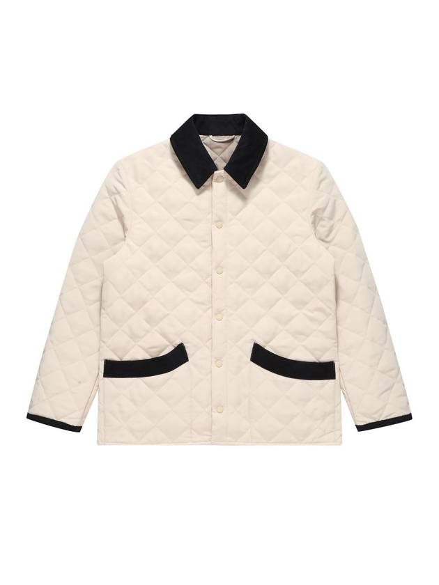 Men's Corduroy Quilted Jacket Ivory - SOLEW - BALAAN 1