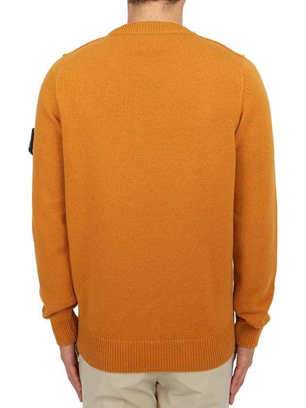 Logo Patch Crew Neck Wool Knit Top Orange - STONE ISLAND - BALAAN 5