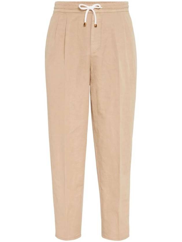 Drawstring Pleated Tapered Straight Pants Beige - BRUNELLO CUCINELLI - BALAAN 1