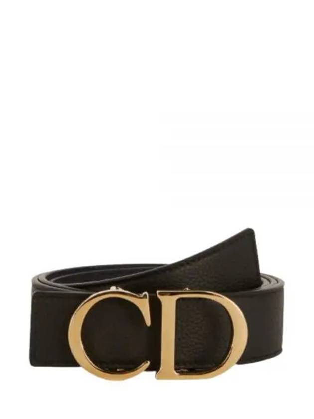 CD Logo Gold Buckle Reversible Leather Belt Black Navy - DIOR - BALAAN 2