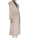 Women's Callio Belted Alpaca Wool Fur Coat Ice - MAX MARA - BALAAN.