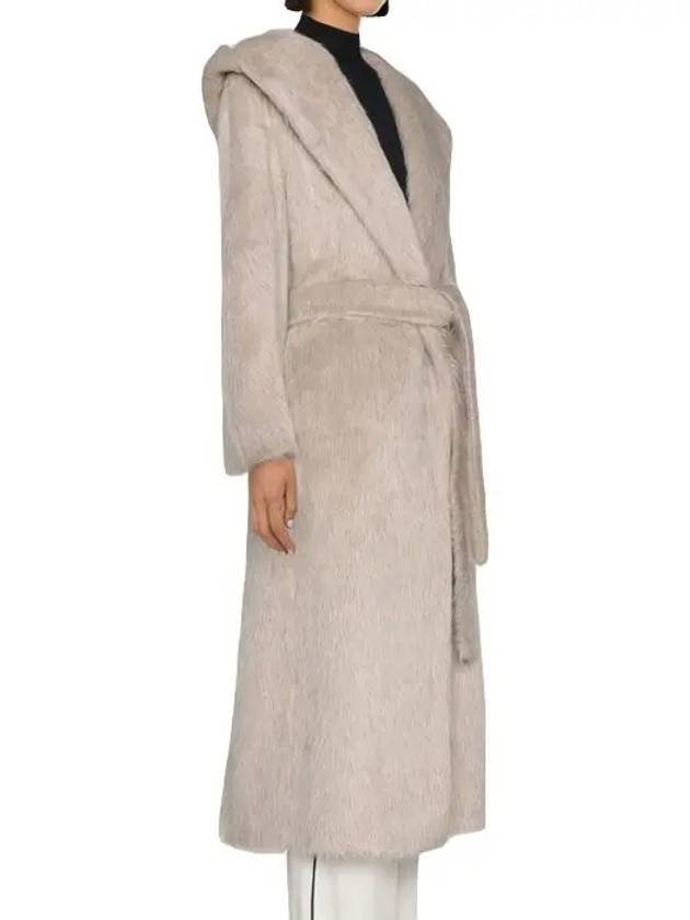 Women's Calcio Belt Alpaca Wool Fur Coat Ice - MAX MARA - BALAAN 4