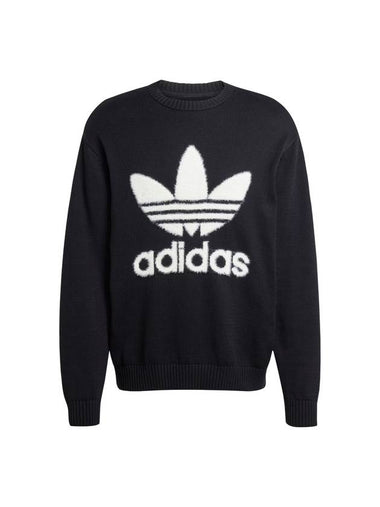 Premium Knitted Trefoil Crew Sweatshirt Black - ADIDAS - BALAAN 1