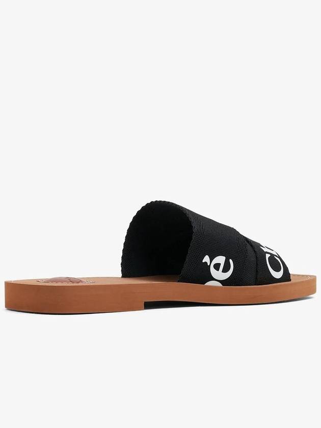 Woody Logo Flat Mule Slippers Black - CHLOE - BALAAN 3