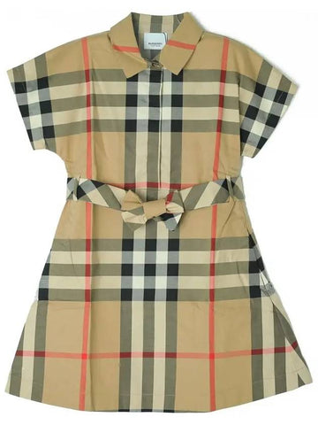 Kids Tie Waist Check Dress 8053855 - BURBERRY - BALAAN 1