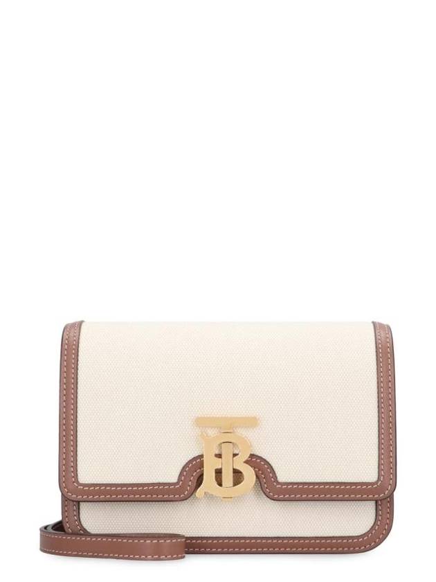 Two-Tone Canvas Leather Small TB Shoulder Bag Ivory - BURBERRY - BALAAN 1