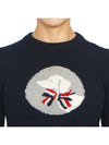 Hector Bow Virgin Wool Knit Top Navy - THOM BROWNE - BALAAN 6