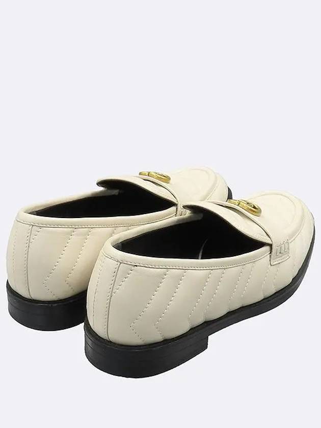 670399 White Leather Chevron Matelasse Double G Women s Loafers 36 230MM - GUCCI - BALAAN 4