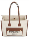 Freya Small Canvas Leather Tote Bag Natural Tan - BURBERRY - BALAAN 5