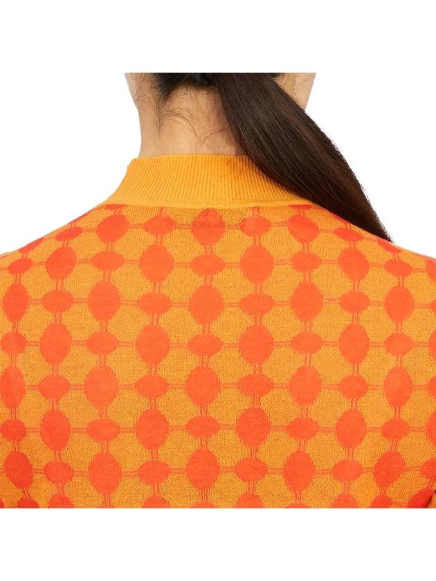 Jacquard Short Sleeve Knit Top Orange - TORY BURCH - BALAAN 8