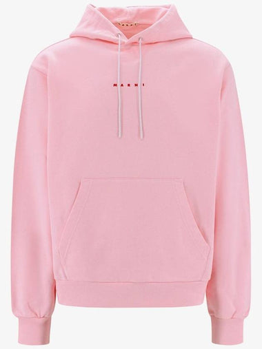 Logo Print Drawstring Hoodie Pink - MARNI - BALAAN 1