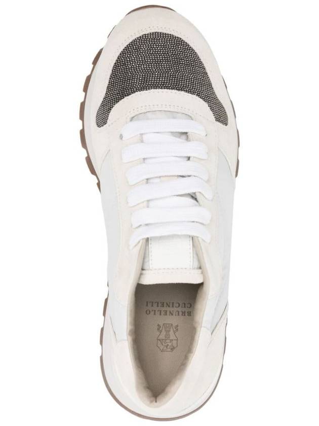 Suede Techno Fabric Runner Low Top Sneakers White - BRUNELLO CUCINELLI - BALAAN 5