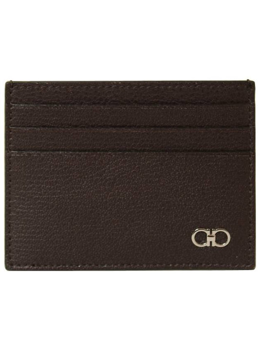 Gancini Leather Card Wallet Brown - SALVATORE FERRAGAMO - BALAAN 2