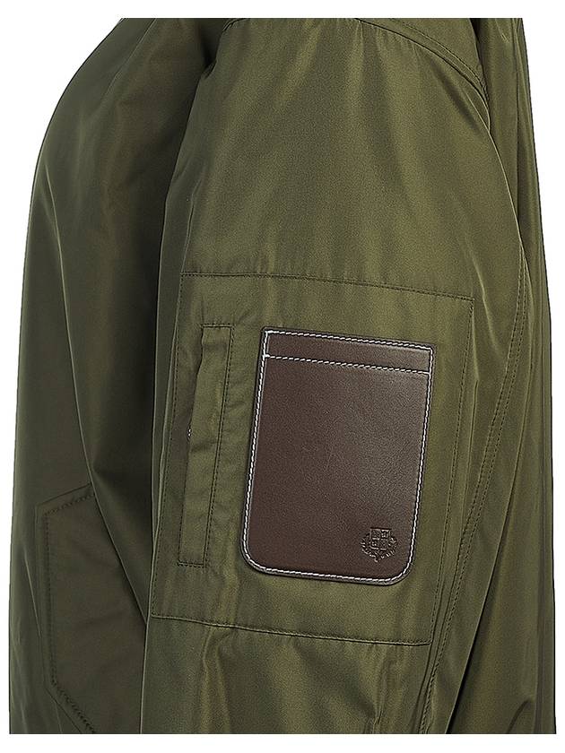 Sleeve Pocket Zipper Linen Bomber Jacket Dark Green - LORO PIANA - BALAAN 8