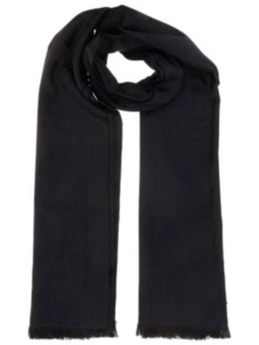 Cassandra Monogram Wool Jacquard Scarf Black - SAINT LAURENT - BALAAN 2