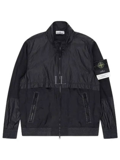 Logo Patch Recycled Nylon Track Jacket Black - STONE ISLAND - BALAAN 2