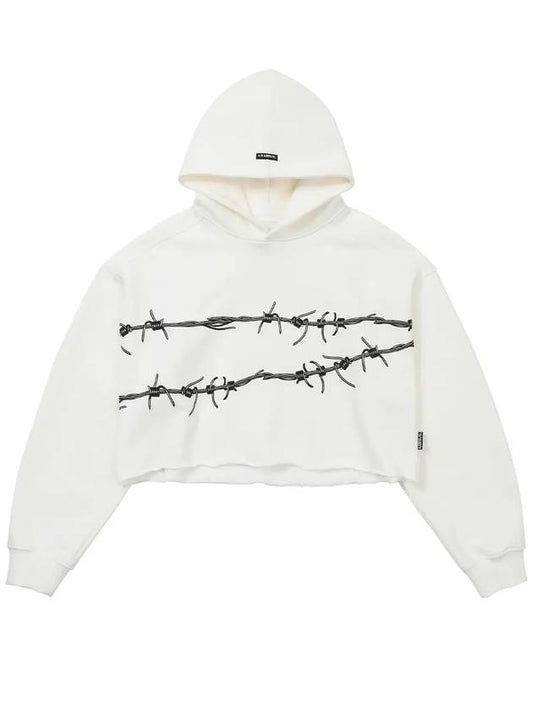 Barbed Wire Cropped Hoodie WHITE - AJOBYAJO - BALAAN 1