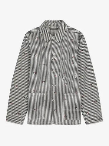 Pixel Stripe Denim Workwear Jacket Rinse Blue FD55DV1026J1DM - KENZO - BALAAN 1